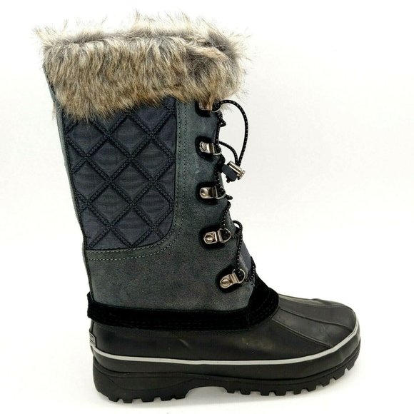 Lands' End Shoes - Lands End Womens Alpine Fur Cuff Snow Boots Gray 7